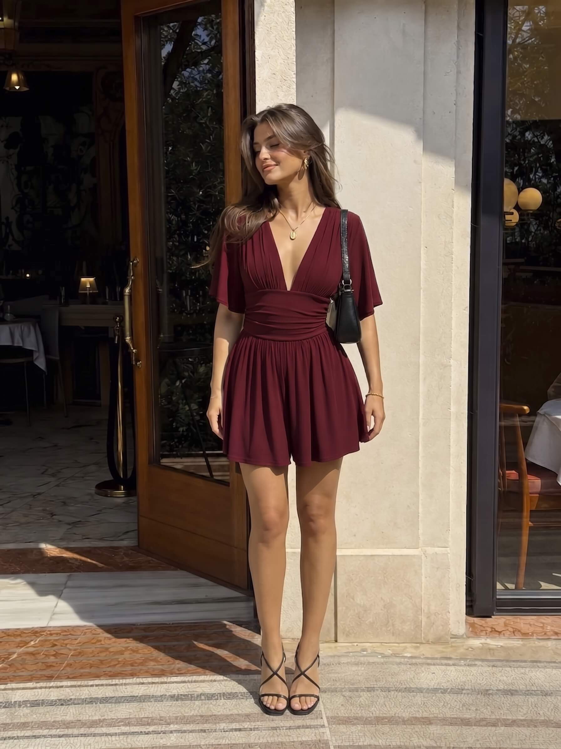 Mid Rise Bell Sleeve Romper